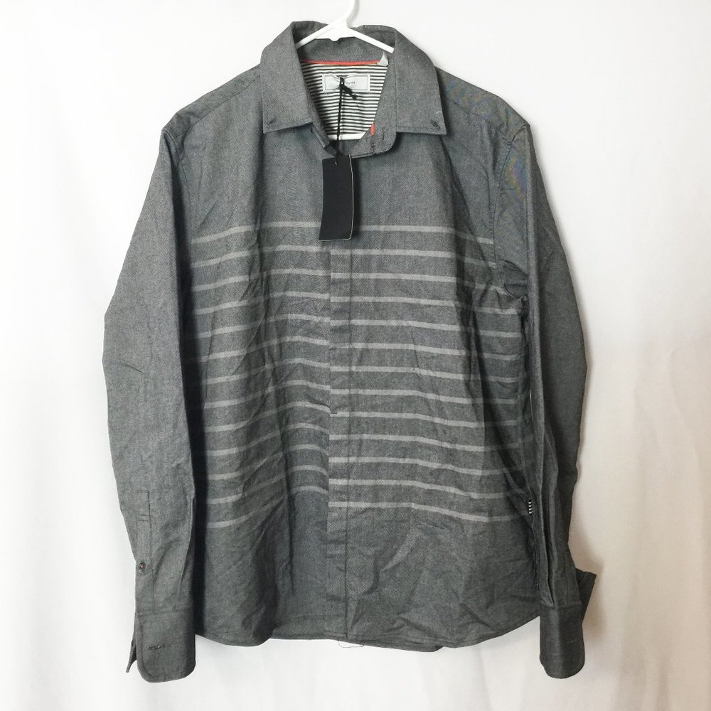 Five Four Chambray Grey Shirt Striped Large NWT